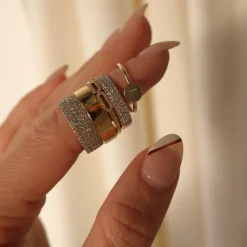 Fashion Slim Diamond Pave Boyfriend Ring in 10k Gold Gifts For Her | Natural Diamonds