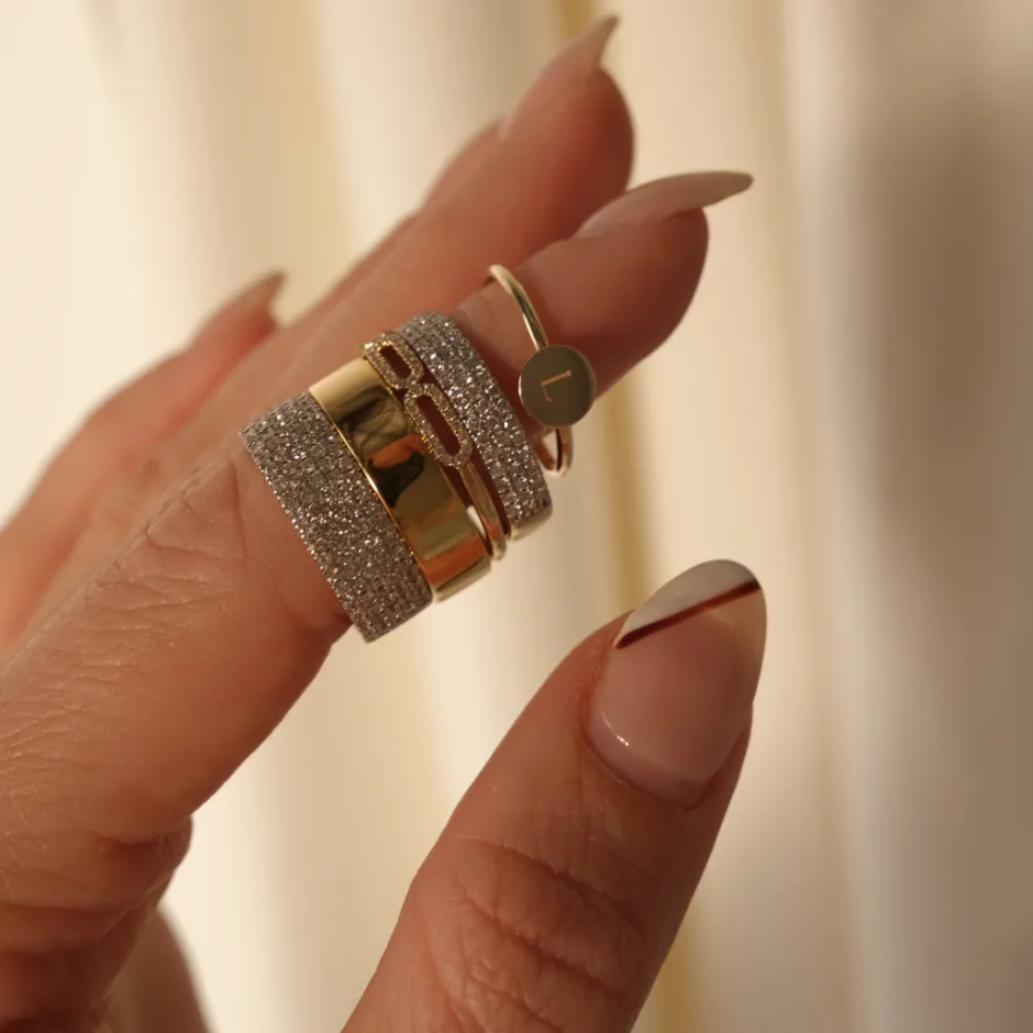 Fashion Slim Diamond Pave Boyfriend Ring in 10k Gold Gifts For Her | Natural Diamonds
