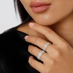 Fashion Slim Diamond Pave Boyfriend Ring in 10k Gold Gifts For Her | Natural Diamonds