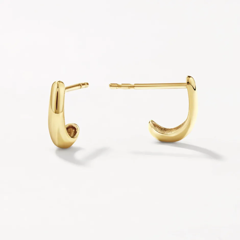 New Slim Dome Huggie Stud Earrings in 10k Gold Earrings | Studs