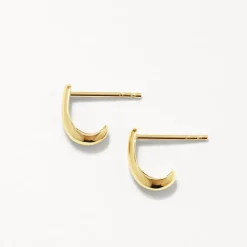 New Slim Dome Huggie Stud Earrings in 10k Gold Earrings | Studs
