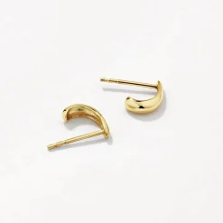 New Slim Dome Huggie Stud Earrings in 10k Gold Earrings | Studs