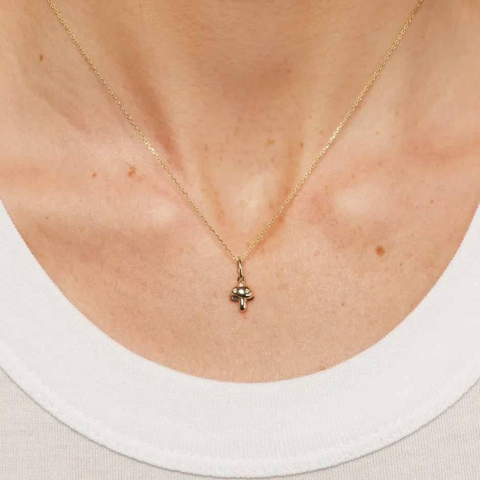 Outlet Spotted Mushroom Pendant Necklace in 10k Gold Laboratory-grown Diamonds | Necklaces & Pendants