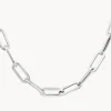 Hot Square Boyfriend Paperclip Chain Necklace in Silver Gifts For Him | 925 Sterling Silver