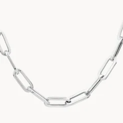 Hot Square Boyfriend Paperclip Chain Necklace in Silver Gifts For Him | 925 Sterling Silver