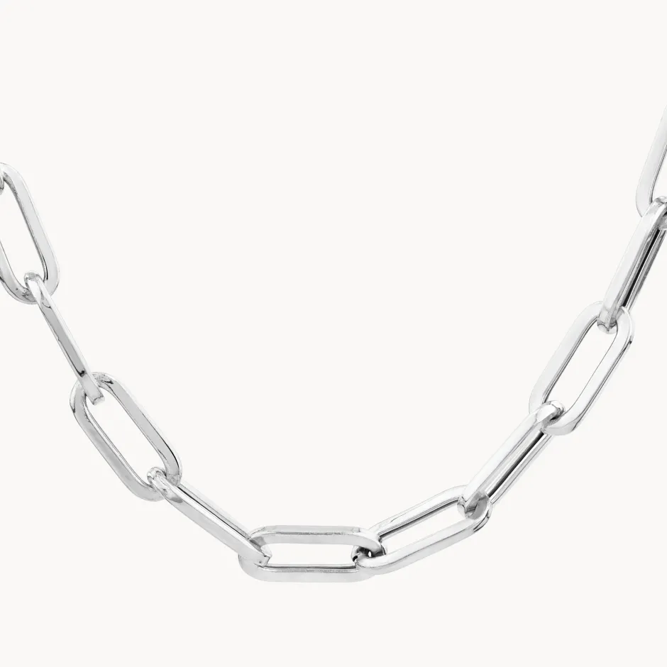 Hot Square Boyfriend Paperclip Chain Necklace in Silver Gifts For Him | 925 Sterling Silver