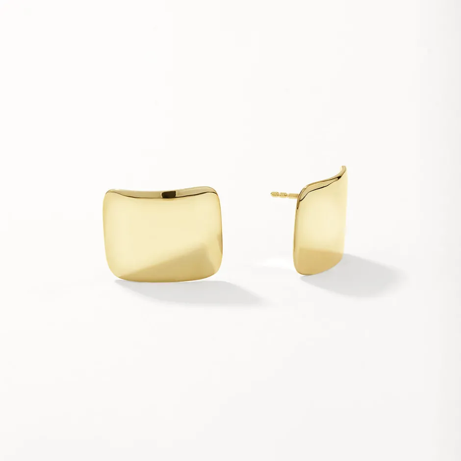 Hot Square Dome Stud Earrings in Gold 18k Fine Gold Plated | Earrings