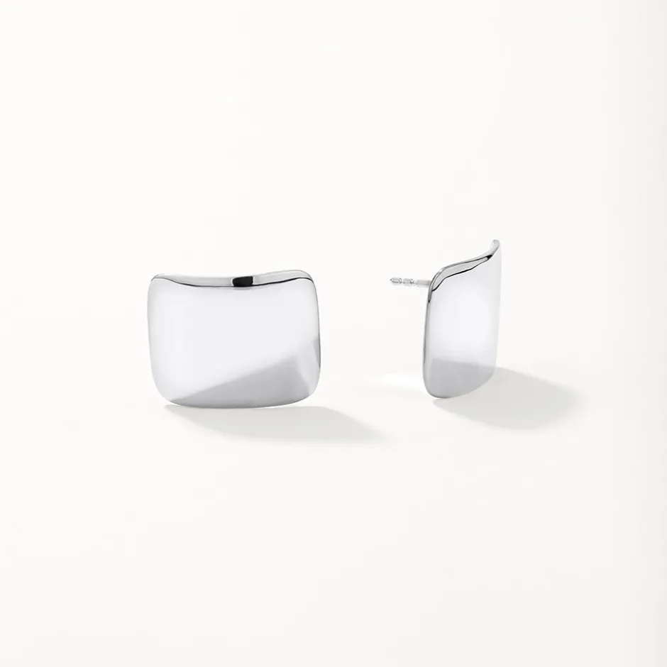 Hot Square Dome Stud Earrings in Silver 925 Sterling Silver | Earrings