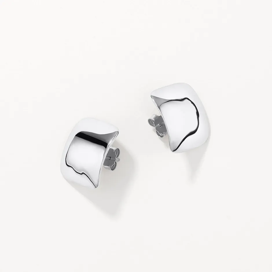 Hot Square Dome Stud Earrings in Silver 925 Sterling Silver | Earrings