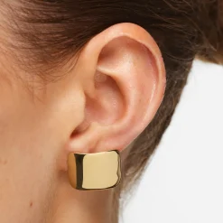 Hot Square Dome Stud Earrings in Gold 18k Fine Gold Plated | Earrings