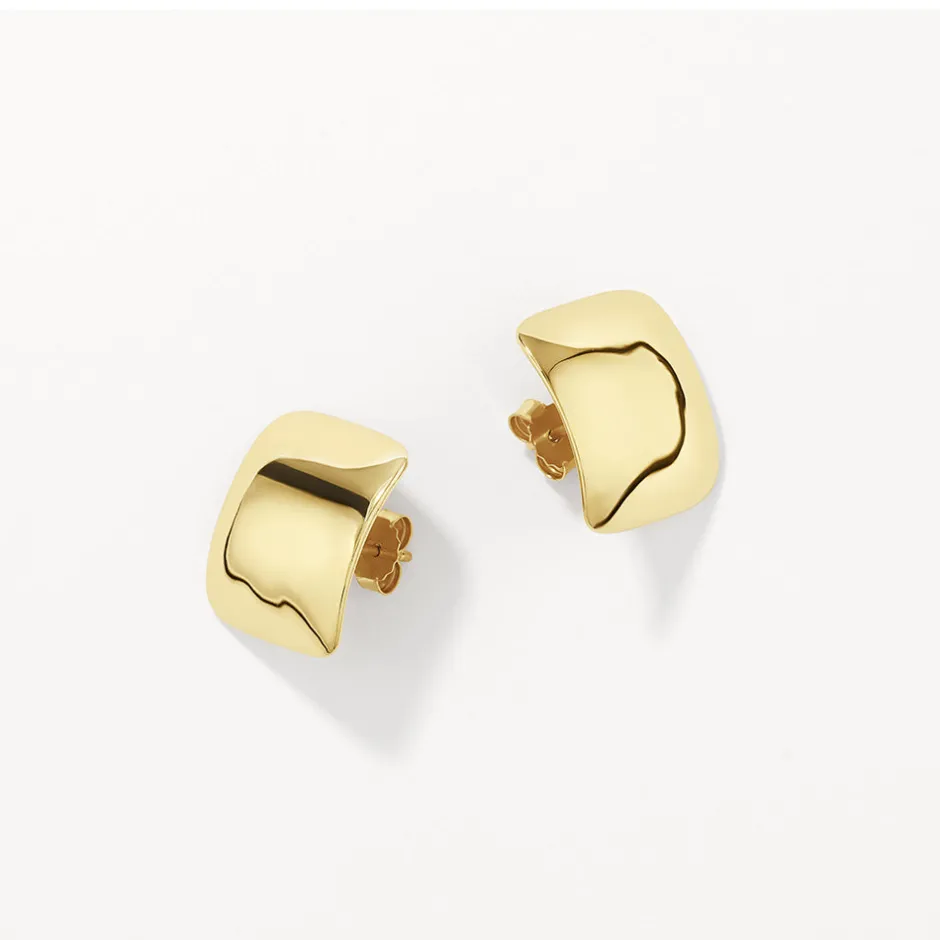 Hot Square Dome Stud Earrings in Gold 18k Fine Gold Plated | Earrings