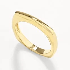 Outlet Square Edge Ring in Gold Gifts For Him | 18k Fine Gold Plated