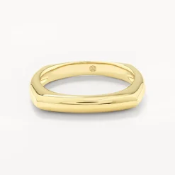 Outlet Square Edge Ring in Gold Gifts For Him | 18k Fine Gold Plated