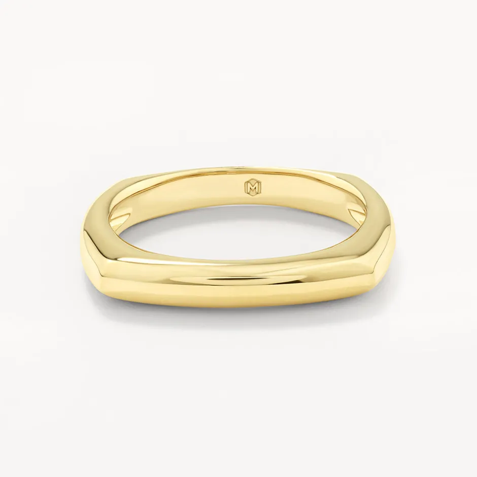 Outlet Square Edge Ring in Gold Gifts For Him | 18k Fine Gold Plated
