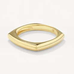 Outlet Square Edge Ring in Gold Gifts For Him | 18k Fine Gold Plated