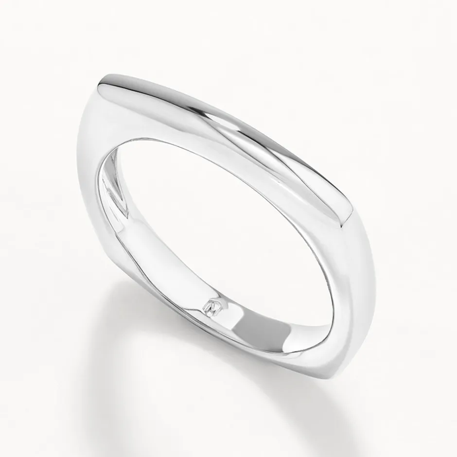 Clearance Square Edge Ring in Silver Gifts For Him | 925 Sterling Silver