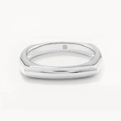 Clearance Square Edge Ring in Silver Gifts For Him | 925 Sterling Silver