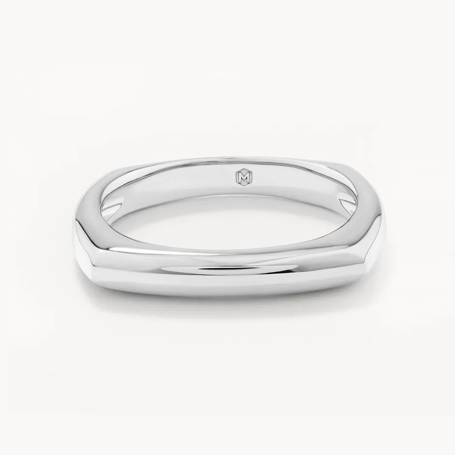 Clearance Square Edge Ring in Silver Gifts For Him | 925 Sterling Silver