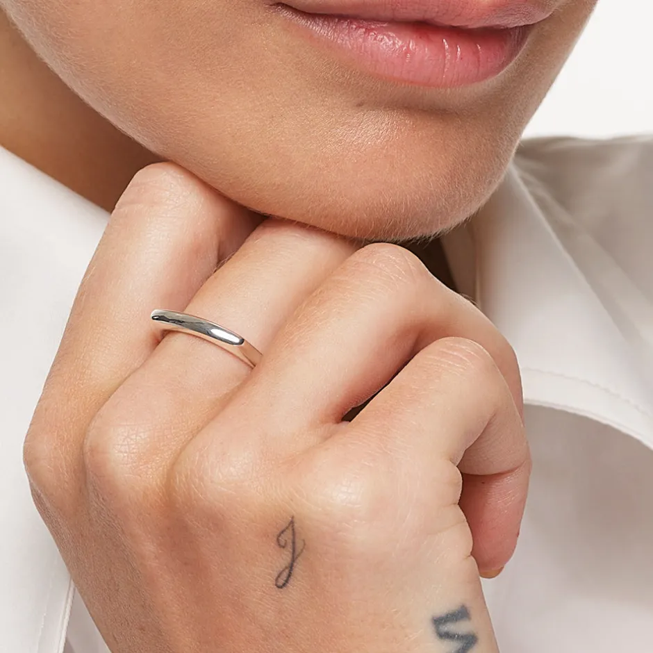 Clearance Square Edge Ring in Silver Gifts For Him | 925 Sterling Silver