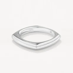 Clearance Square Edge Ring in Silver Gifts For Him | 925 Sterling Silver