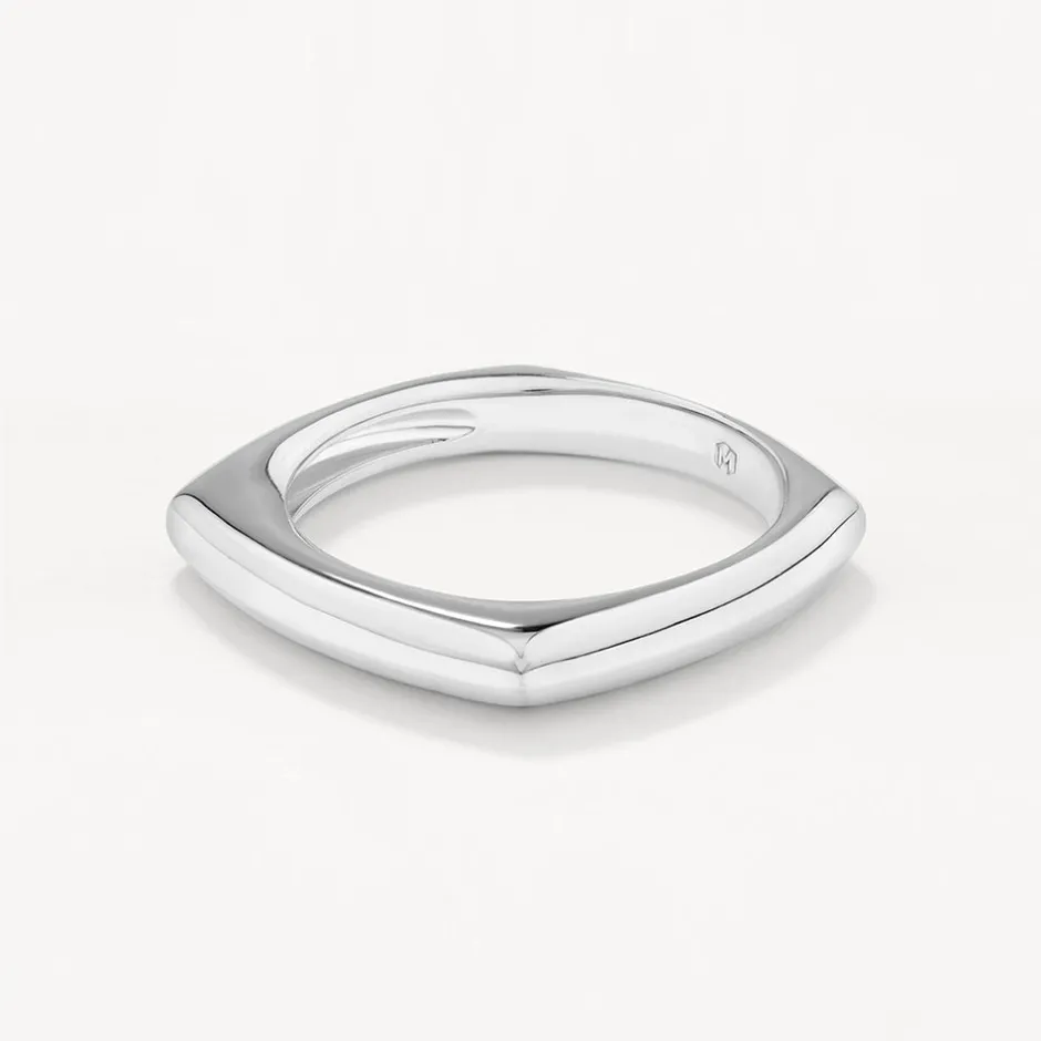 Clearance Square Edge Ring in Silver Gifts For Him | 925 Sterling Silver