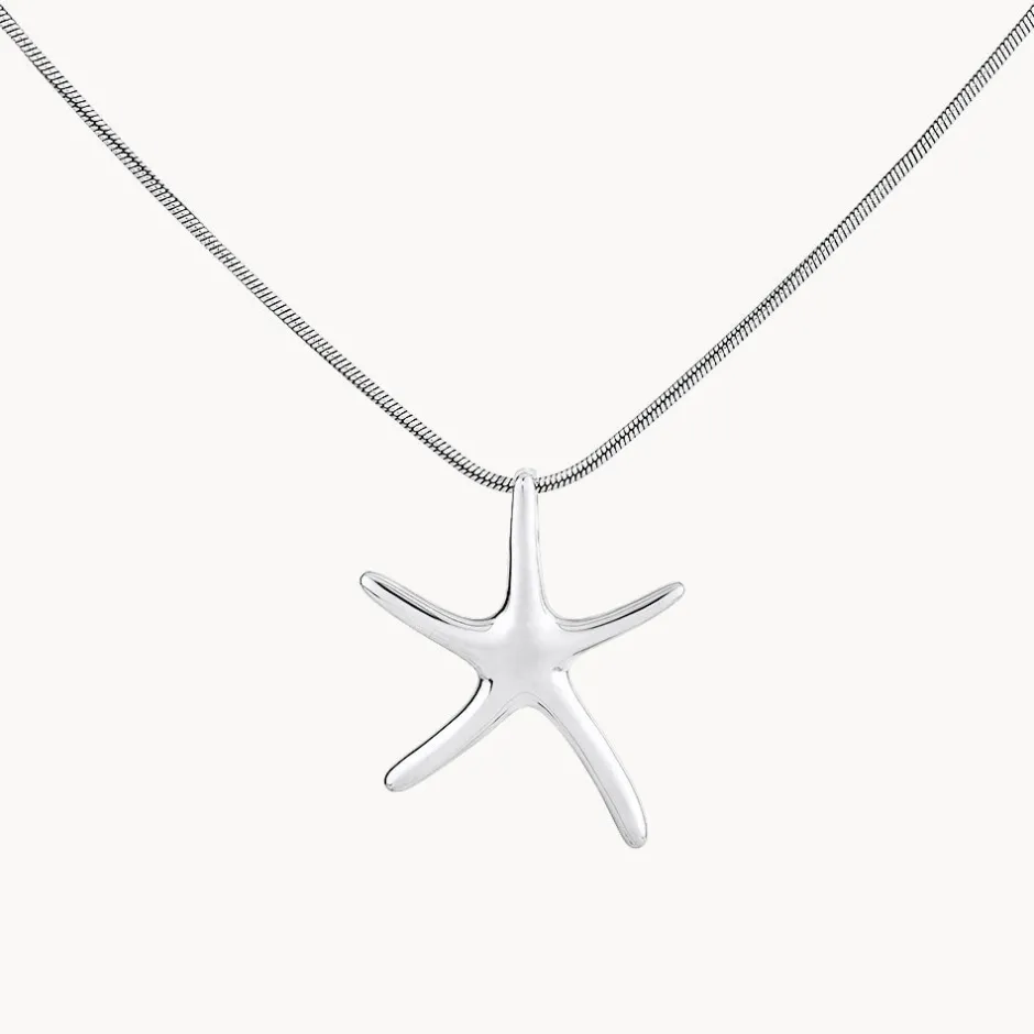 Hot Starfish Pendant Necklace in Silver Symbolic Jewellery | Under $150