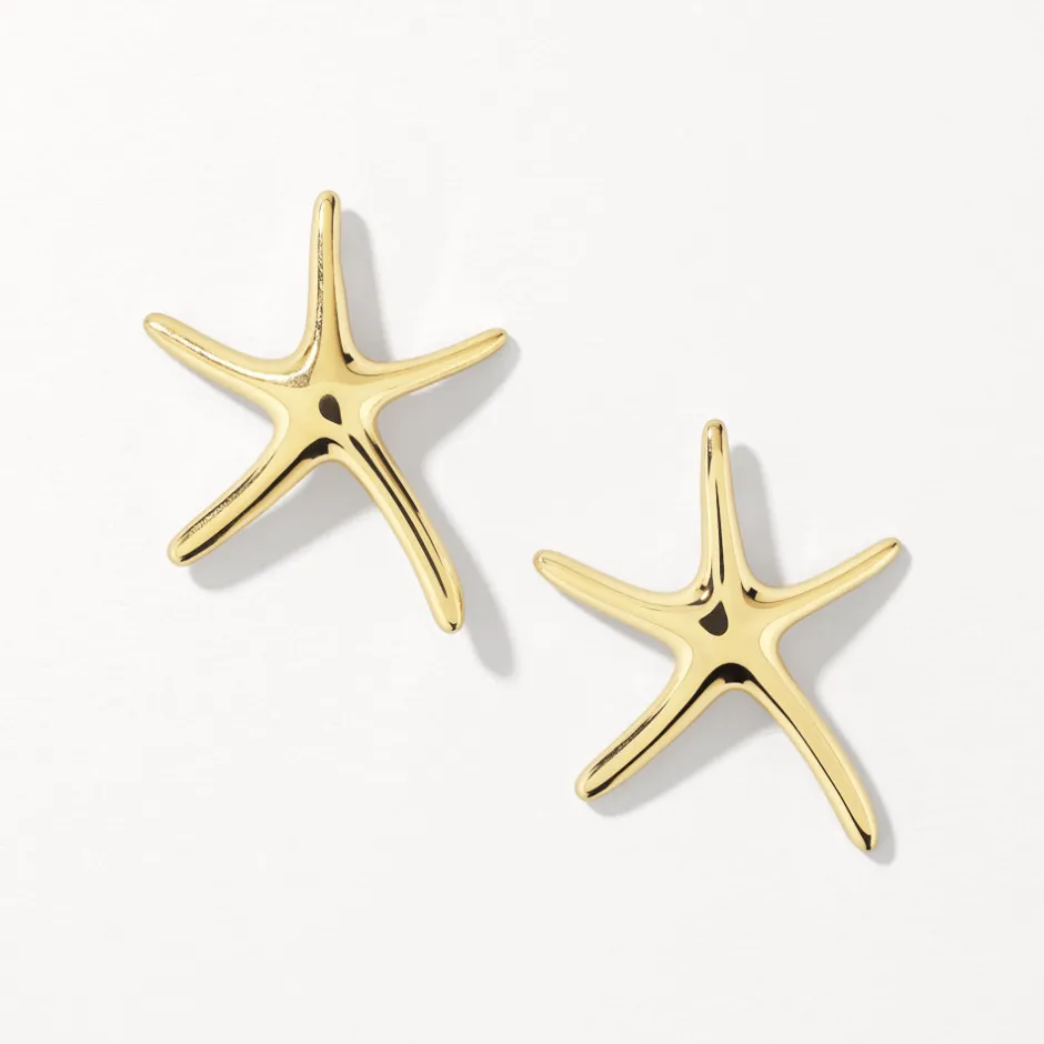 Online Starfish Stud Earrings in Gold Symbolic Jewellery | 18k Fine Gold Plated