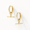 Best T-Bar Drop Charm Huggies in Gold 18k Fine Gold Plated | Earrings