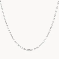 New Thin Flat Curb Chain Necklace in Silver Gifts For Him | 925 Sterling Silver