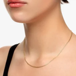 Best Thin Flat Curb Chain Necklace in Gold Gifts For Him | 18k Fine Gold Plated