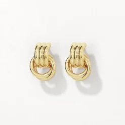 Hot Trio Knot Doorknocker Earrings in Gold 18k Fine Gold Plated | Earrings