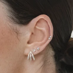 Fashion Triple Hoop Stud Earrings in Silver 925 Sterling Silver | Earrings
