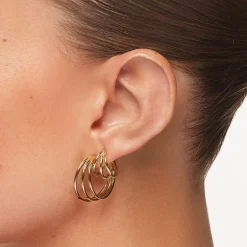 New Triple Hoop Stud Earrings in Gold 18k Fine Gold Plated | Earrings