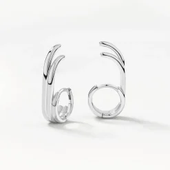Hot Triple Lobe Cuff Huggie Earring in Silver 925 Sterling Silver | Earrings