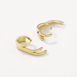 New Triple  Lobe Cuff Huggie Earring in Gold 18k Fine Gold Plated | Earrings