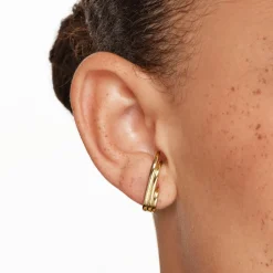 New Triple  Lobe Cuff Huggie Earring in Gold 18k Fine Gold Plated | Earrings
