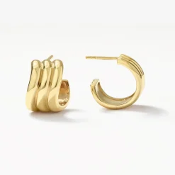 Sale Triple Wave Hoop Earrings in Gold 18k Fine Gold Plated | Earrings