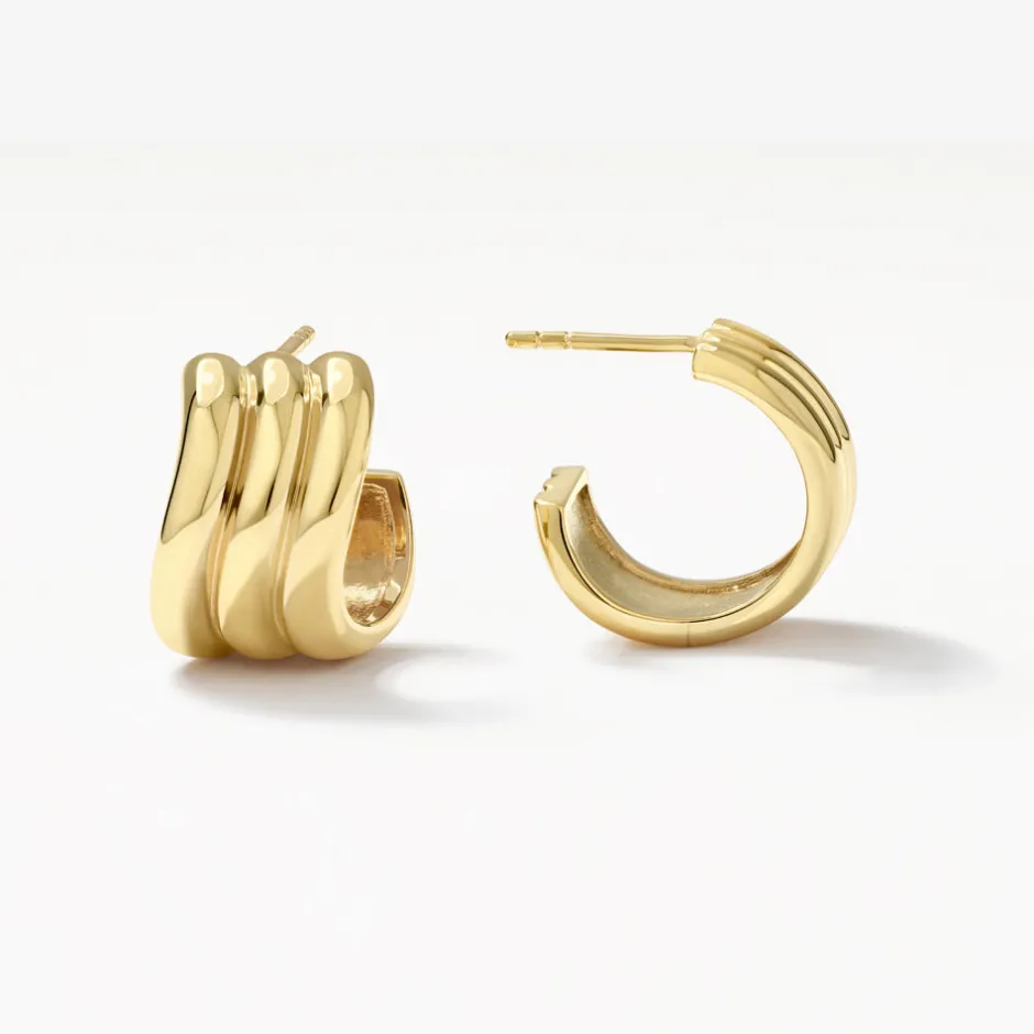 Sale Triple Wave Hoop Earrings in Gold 18k Fine Gold Plated | Earrings