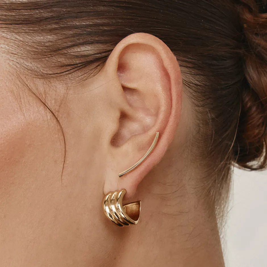 Sale Triple Wave Hoop Earrings in Gold 18k Fine Gold Plated | Earrings