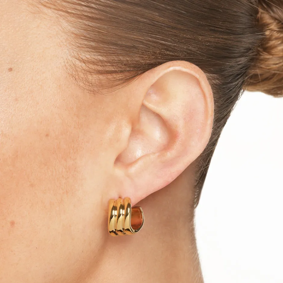 Sale Triple Wave Hoop Earrings in Gold 18k Fine Gold Plated | Earrings