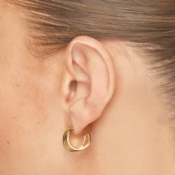 Sale Triple Wave Hoop Earrings in Gold 18k Fine Gold Plated | Earrings