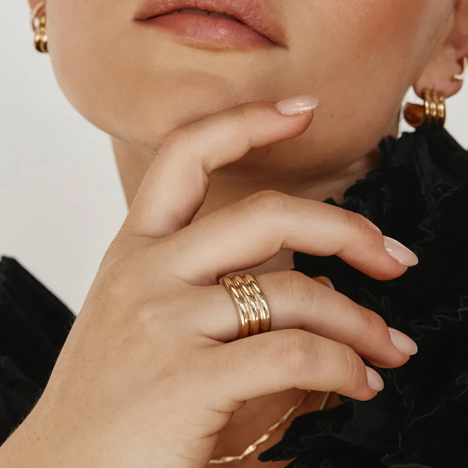 Best Triple Wave Ring in Gold 18k Fine Gold Plated | Rings