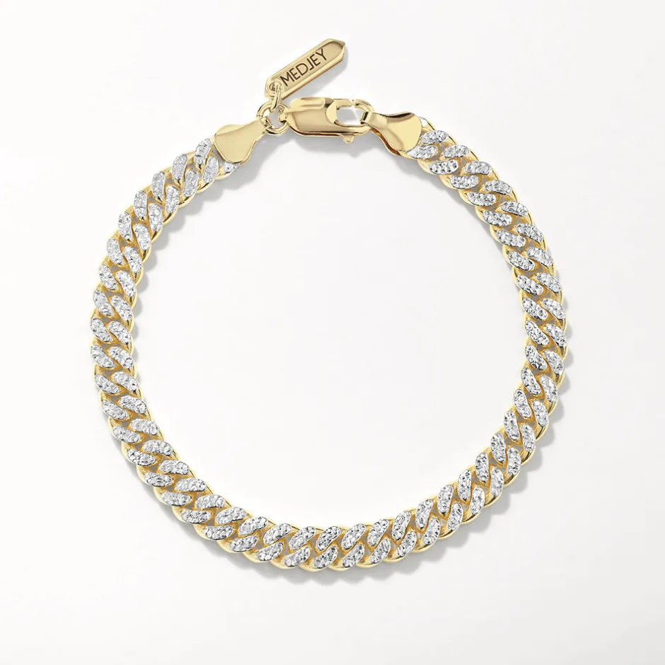 Outlet Two Tone Cuban Chain Bracelet in Gold 18k Fine Gold Plated | Bracelets & Bangles