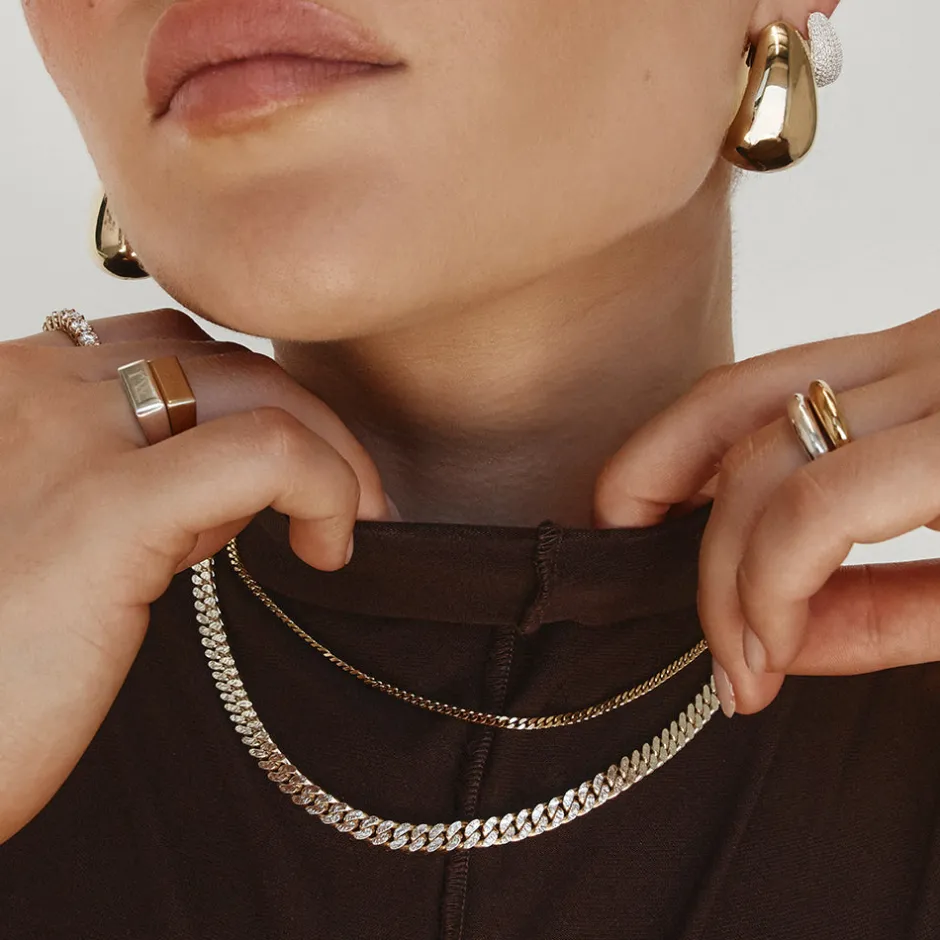 Best Two Tone Cuban Chain Necklace in Gold 18k Fine Gold Plated | Necklaces & Pendants
