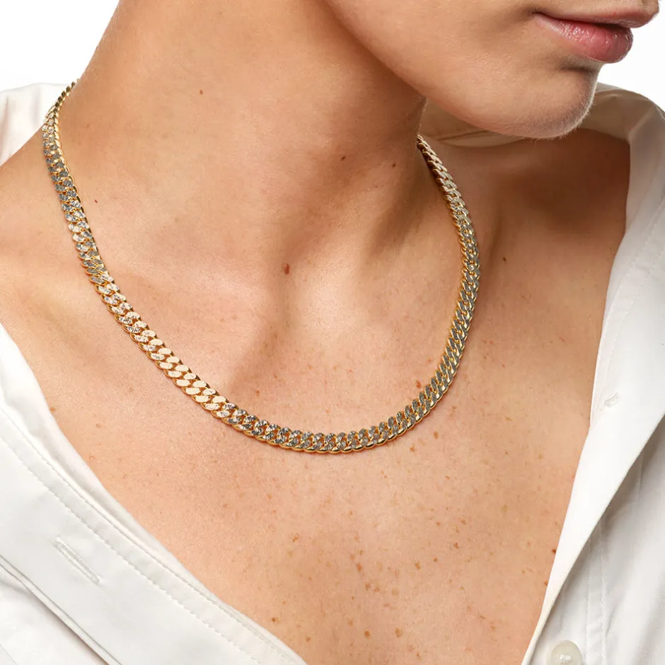 Best Two Tone Cuban Chain Necklace in Gold 18k Fine Gold Plated | Necklaces & Pendants