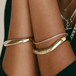 Clearance Wave Dome Bangle in Gold 18k Fine Gold Plated | Bracelets & Bangles