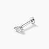 Best White Sapphire Marquise Helix Single Stud Earring in Silver Birthstone Jewellery | Natural Gemstones