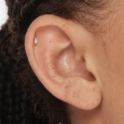 Best White Sapphire Marquise Helix Single Stud Earring in Silver Birthstone Jewellery | Natural Gemstones