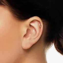Online White Sapphire Triple Marquise Helix Single Stud Earring in 10k Gold Birthstone Jewellery | Natural Gemstones