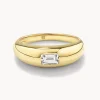 Online White Topaz Baguette Curve Pinky Ring in Gold Gifts For Him | Natural Gemstones